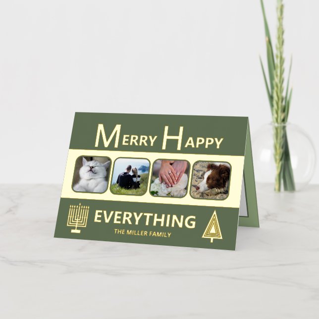 Interfaith 4 Photo Trendy Simple Green Gold (Anverso)