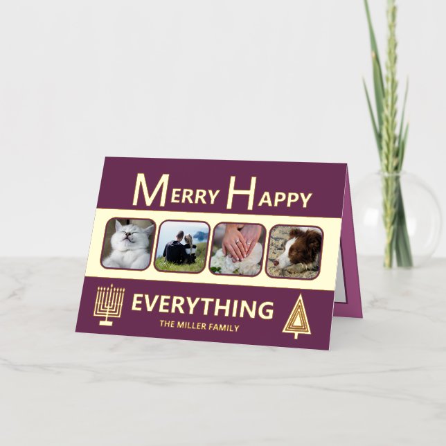 Interfaith 4 Photo Trendy Simple Purple Gold (Anverso)