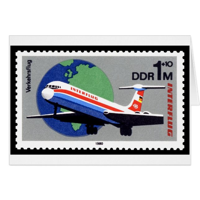 INTERFLUG - Aerolínea nacional de DDR, tarjeta de  (Anverso (Horizontal))