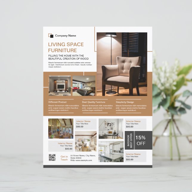 Interior Design Flyer Template | Modern Home Decor (Anverso de pie)