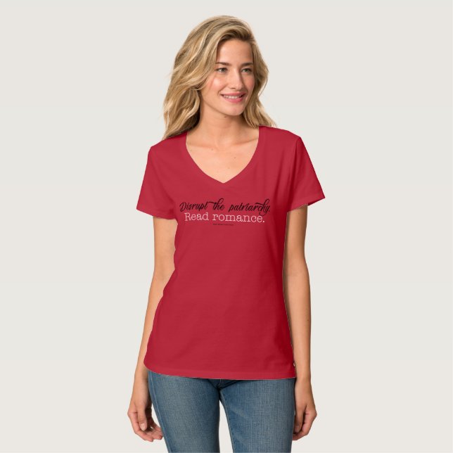 Interrumpa la camiseta con cuello de pico (Anverso completo)