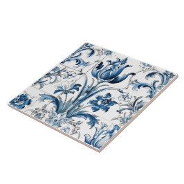 Intrincadas Azulejo Rústico Azul