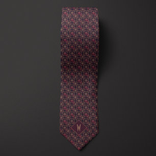 Intrincado Corbata de Novio con Mandala Burgundy y