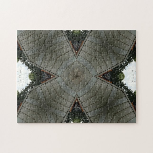 Intrincado Desafío del Rompecabezas Gris Negro (Horizontal)