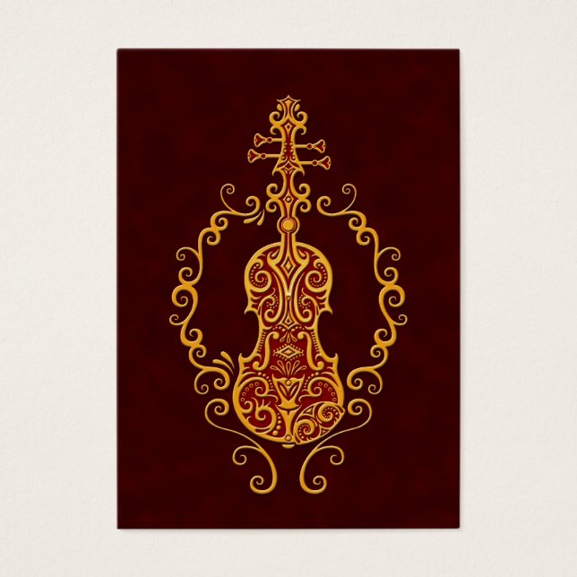 Intrincado diseño del violín rojo dorado (Frente)