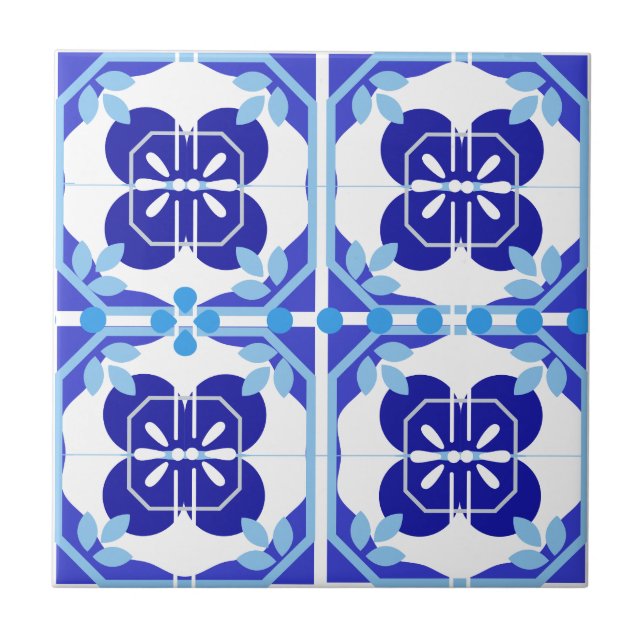 Intrincado Estilo de Azulejos de la Marina Azul Br (Frente)