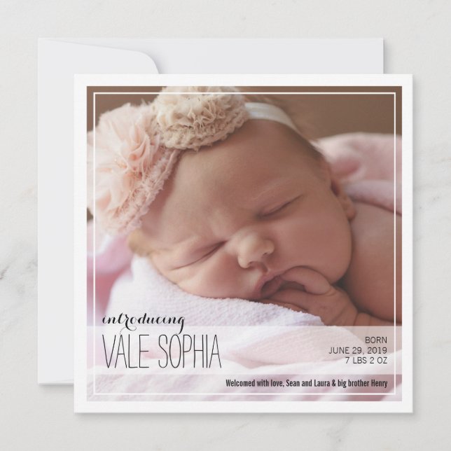 Intro Clásico | Invitación de bebé rosa (Anverso)