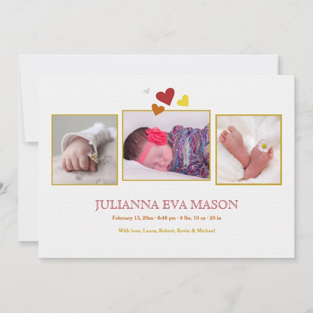 Introducción Sentida Anuncio de nacimiento de foto (Anverso)