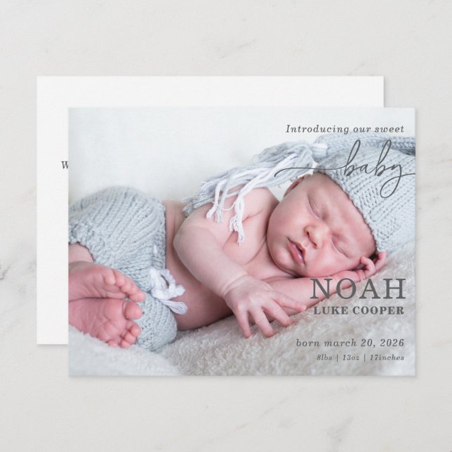 Introducing Our Sweet Baby Photo Announcement Card (Anverso / Reverso)