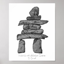 Inukshuk con imágenes de Alaskan como arte de arte