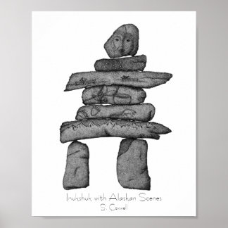 Inukshuk con imágenes de Alaskan como arte de arte