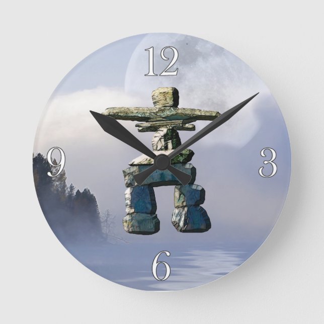 Inukshuk y Wilderness Reloj de arte lunar (Anverso)