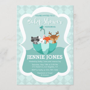 Inundado con la invitación animal de Baby Shower