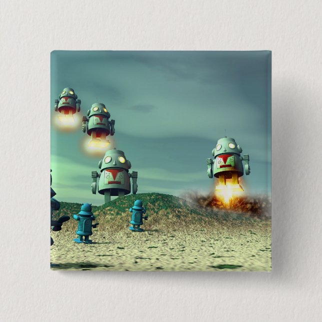Invasión de robots desde el botón V2 superior (Anverso)