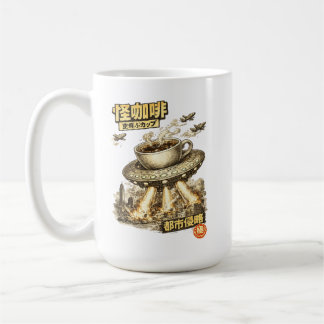 Invasión de Taza de Café Voladora – Arte Retro Man