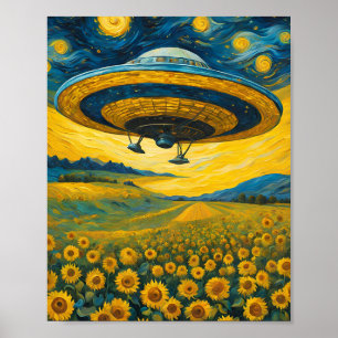 Invasión espacial nocturna estrellada - Arte surre
