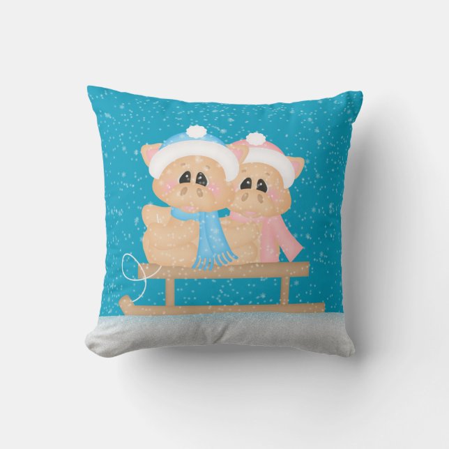 Invernal cerdos estacionales almohada de tiro de f (Anverso)