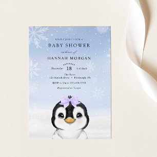 Invierno adorable Penguin invitación a Baby Shower