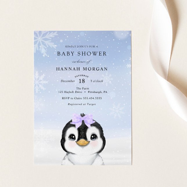 Invierno adorable Penguin invitación a Baby Shower (Subido por el creador)