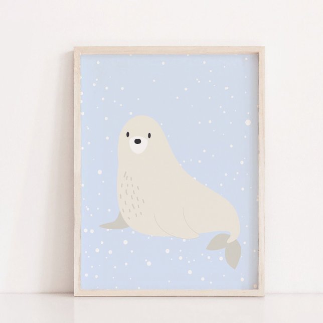 Invierno Azul | Decoración de la guardería de anim (Blue Winter | Sea Lion Arctic Animal Nursery Decor)