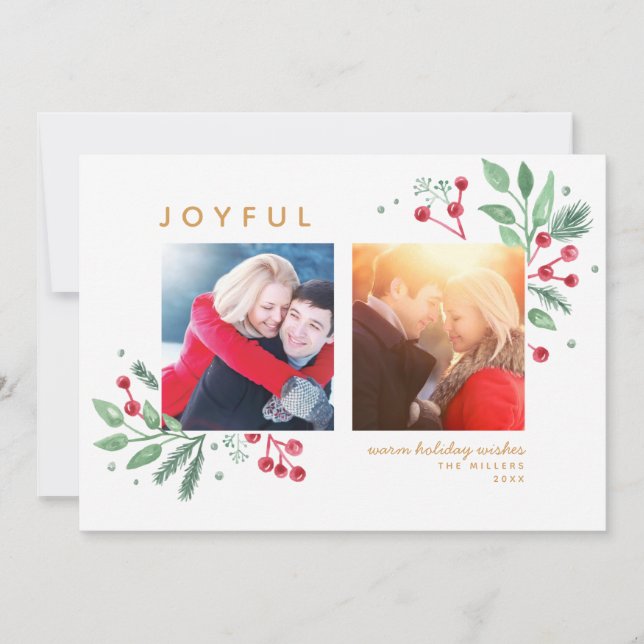 Invierno Berries Greenery Feliz Navidad 2-Foto (Anverso)