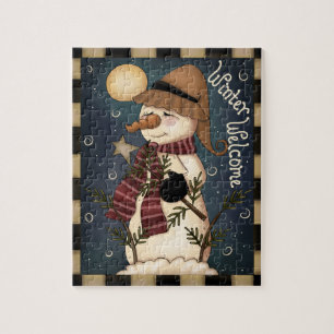 Invierno Bienvenida al arte popular Rompecabezas d