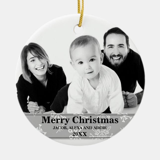 Invierno Copos de Nieve Foto Ornamento de Navidad (Frente)