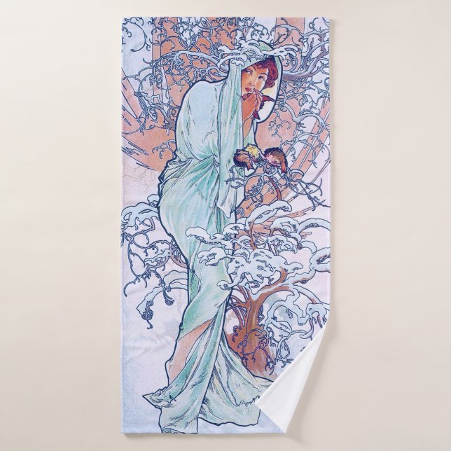Invierno (Cuatro Estaciones), Alphonse Mucha (Toalla de baño)