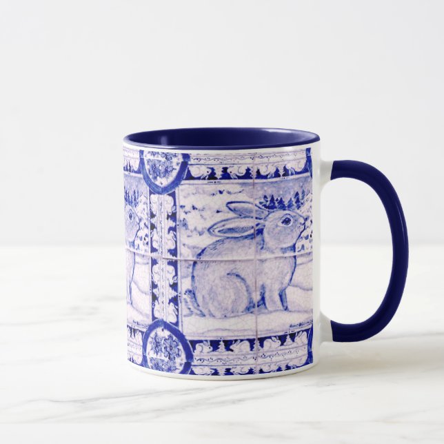 Invierno de conejo azul y blanco o taza de Navidad (Derecha)