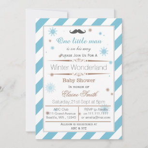 Invierno de los copos de nieve Mustache invitación