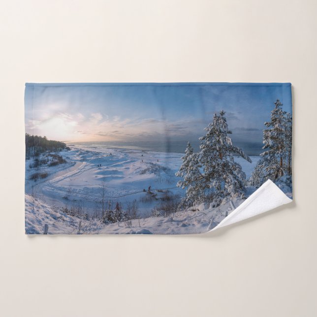 Invierno de nieve Costa del Mar Báltico (Toalla de mano)