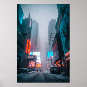 Invierno en arte de la pared del Times Square
