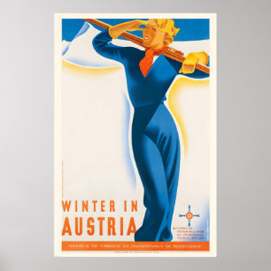 Invierno en Austria Póster Vintage de Esquí - Enma