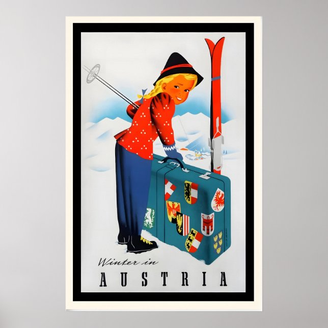 Invierno en Austria Póster Vintage de Esquí - Enma (Frente)