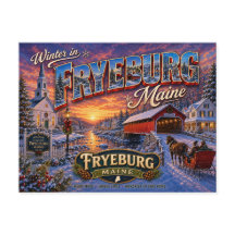Invierno en Fryeburg Maine Tarjeta Postal Nostálgi