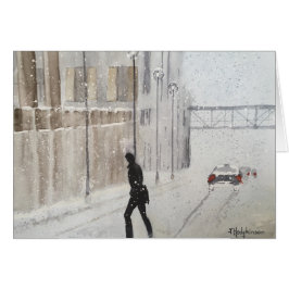 INVIERNO EN LA CIUDAD. ACUARELA