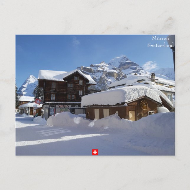 Invierno en Mürren, postal suiza (Anverso)