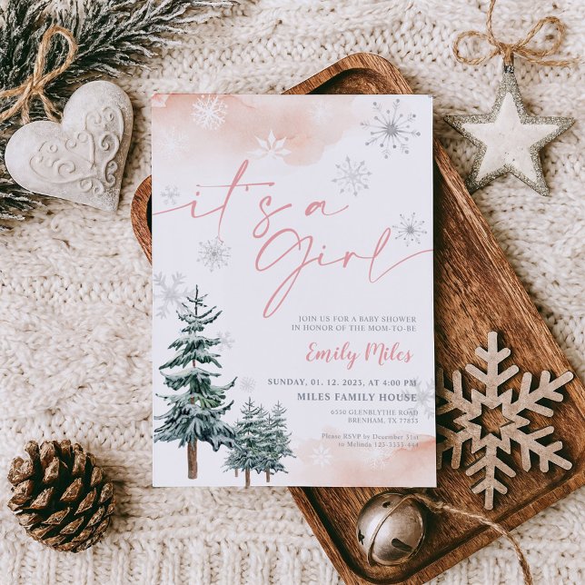 Invierno es una invitación chica, Baby Shower rosa (Subido por el creador)