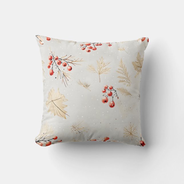 Invierno festivo: Berries rojas y deja el Cojín de (Anverso)