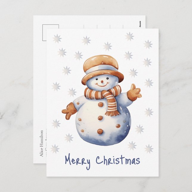 Invierno lindo Snowman Feliz Navidad (Anverso / Reverso)