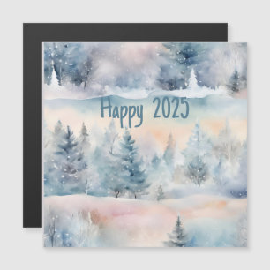 invierno mágico - Feliz 2025 tarjeta magnética