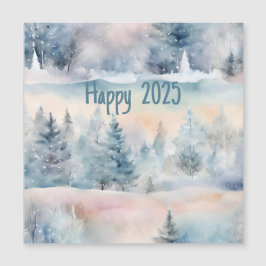 invierno mágico - Feliz 2025 tarjeta magnética