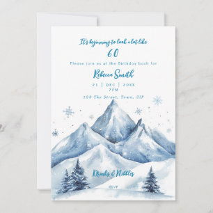 invierno montañas 60ª invitación de cumpleaños