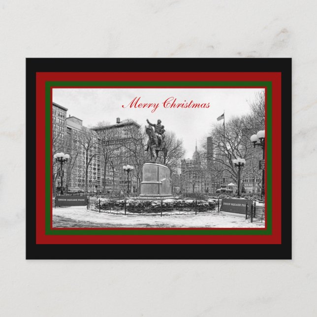 Invierno NYC Union Square B & W Feliz Navidad (Anverso)
