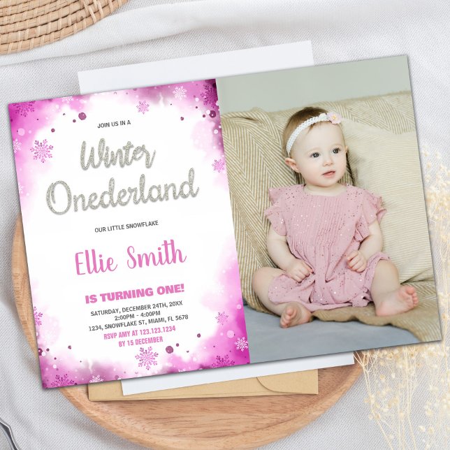 invierno onederland 1er cumpleaños invitaciones w  (winter onederland 1st birthday invitations w Photo)