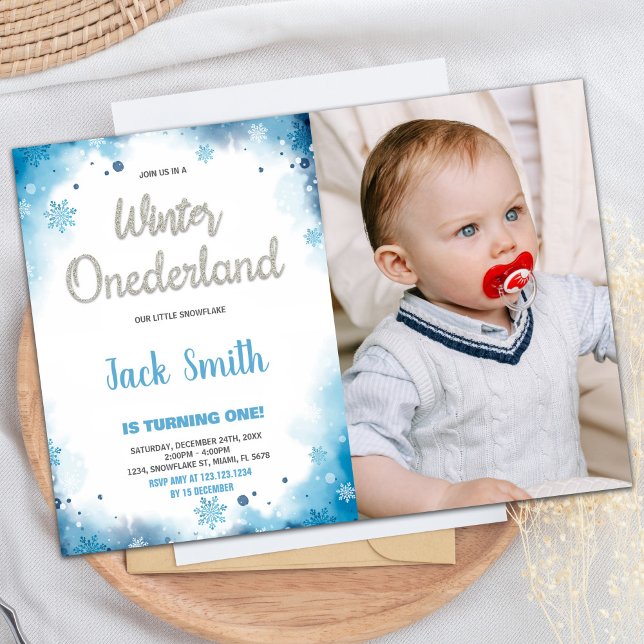 invierno onederland 1er cumpleaños invitaciones w  (winter onederland 1st birthday invitations w Photo)