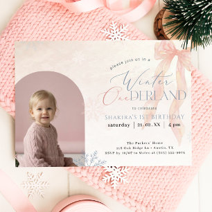 Invierno ONEderland Lazo Rosa Foto Primer Cumpleañ