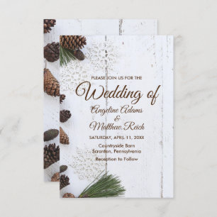 Invierno Pinecone e invitación de boda de los