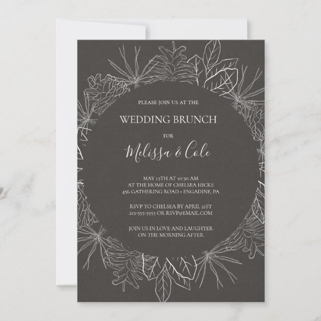 Invierno ruso | Invitación a brunch Boda de carbón (Anverso)