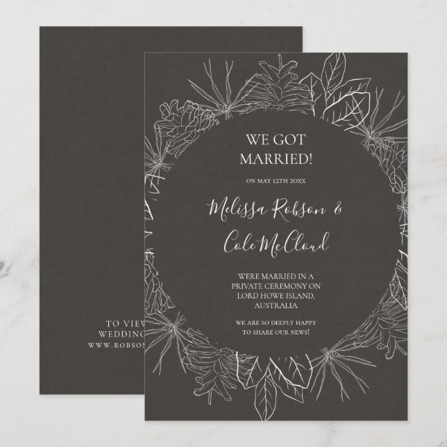 Invierno ruso | Invitación de Elopement de carbón  (Anverso / Reverso)